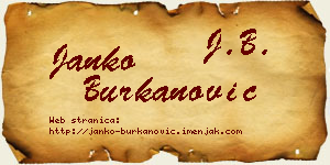 Janko Burkanović vizit kartica
